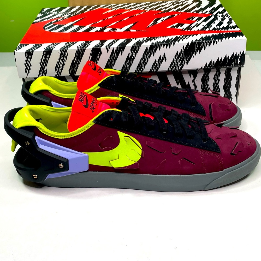 Nike Blazer Low Acronym Customizable Maroon & Black Basketball Size 10 Sneakers - Picture 1 of 14